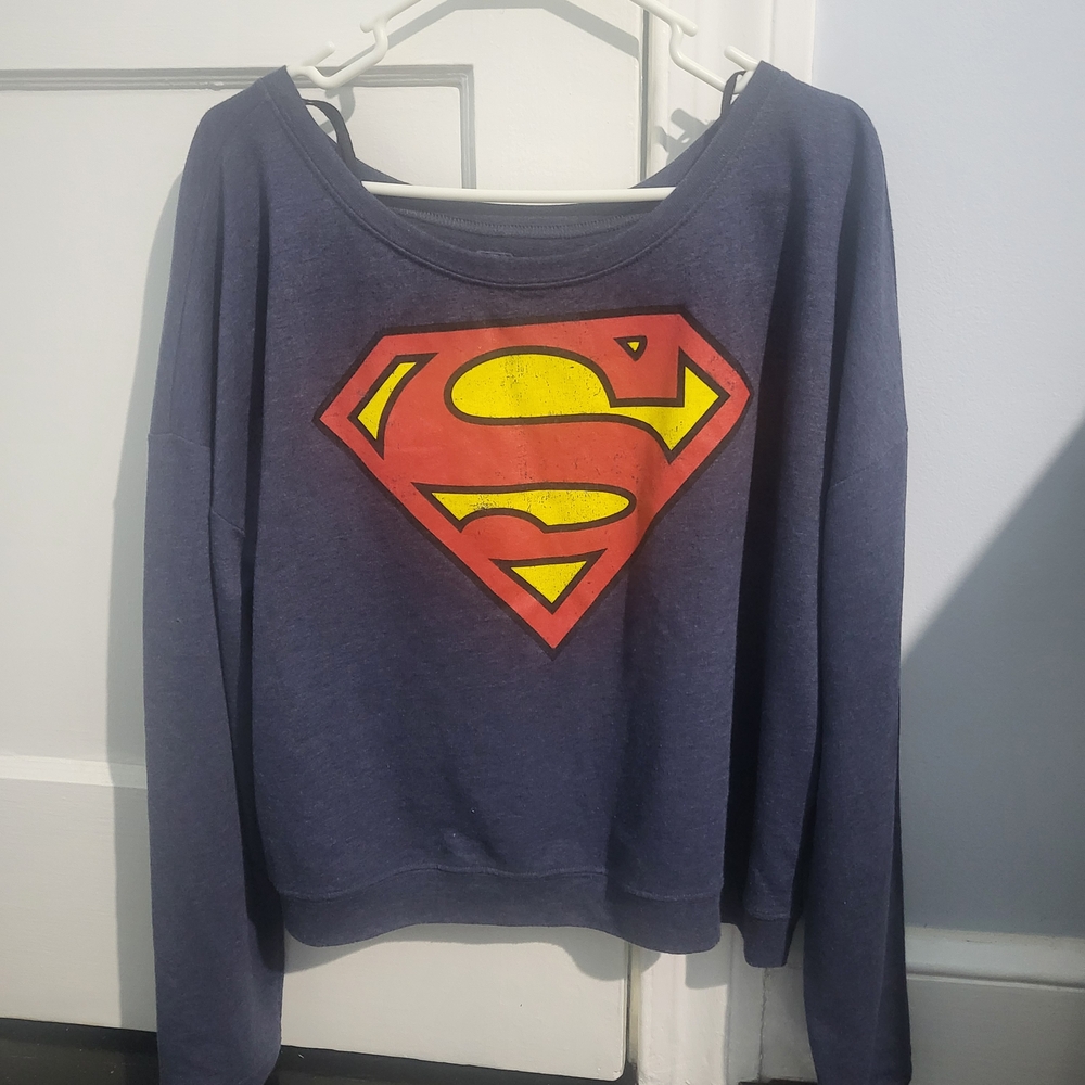 DC Comics Blue Superman Long Sleeve Tee, Women's